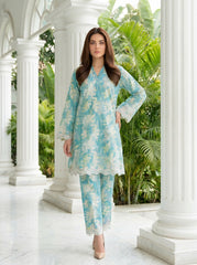 02 Piece Unstitched Printed Embroidered Shirt & Trouser - Lakhany