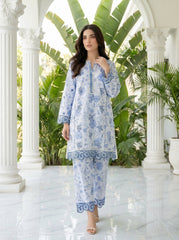 02 Piece Unstitched Printed Embroidered Shirt & Trouser - Lakhany