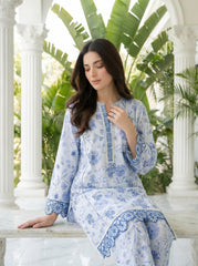 02 Piece Unstitched Printed Embroidered Shirt & Trouser - View 2 - Lakhany