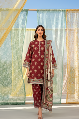 03 Piece Unstitched Printed Lawn - Design 26