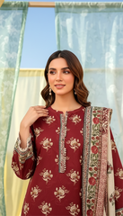 03 Piece Stitched Printed Lawn