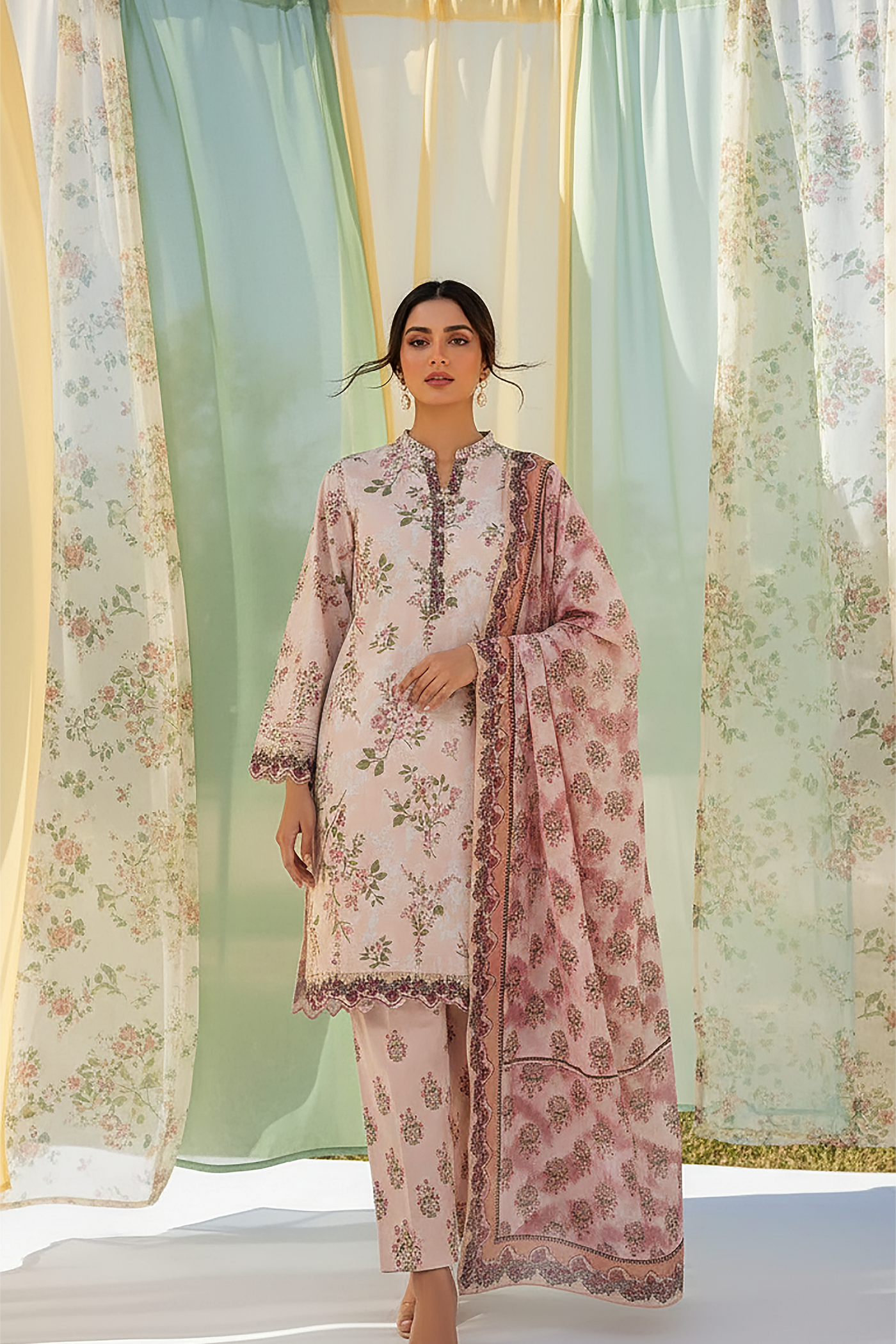 03 Piece Unstitched Printed Lawn - Design 27