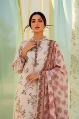 03 Piece Unstitched Printed Lawn - Design 27