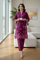 02 Piece Unstitched Embroidered with Shirt & Trouser - Lakhany