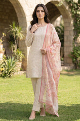 Lakhany Premium 03 Piece Unstitched Dyed Embroidered with Printed Chiffon Dupatta