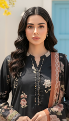 03 Piece Stitched Printed Lawn