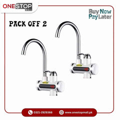 (Pack Off 2) Electric Tap Instant Electric Water Heater Sink Fitting 3000W Instant Electric Water Heater Instant Hot Faucet Kitchen Electric Tap Water Heating Instantaneous Water Heat