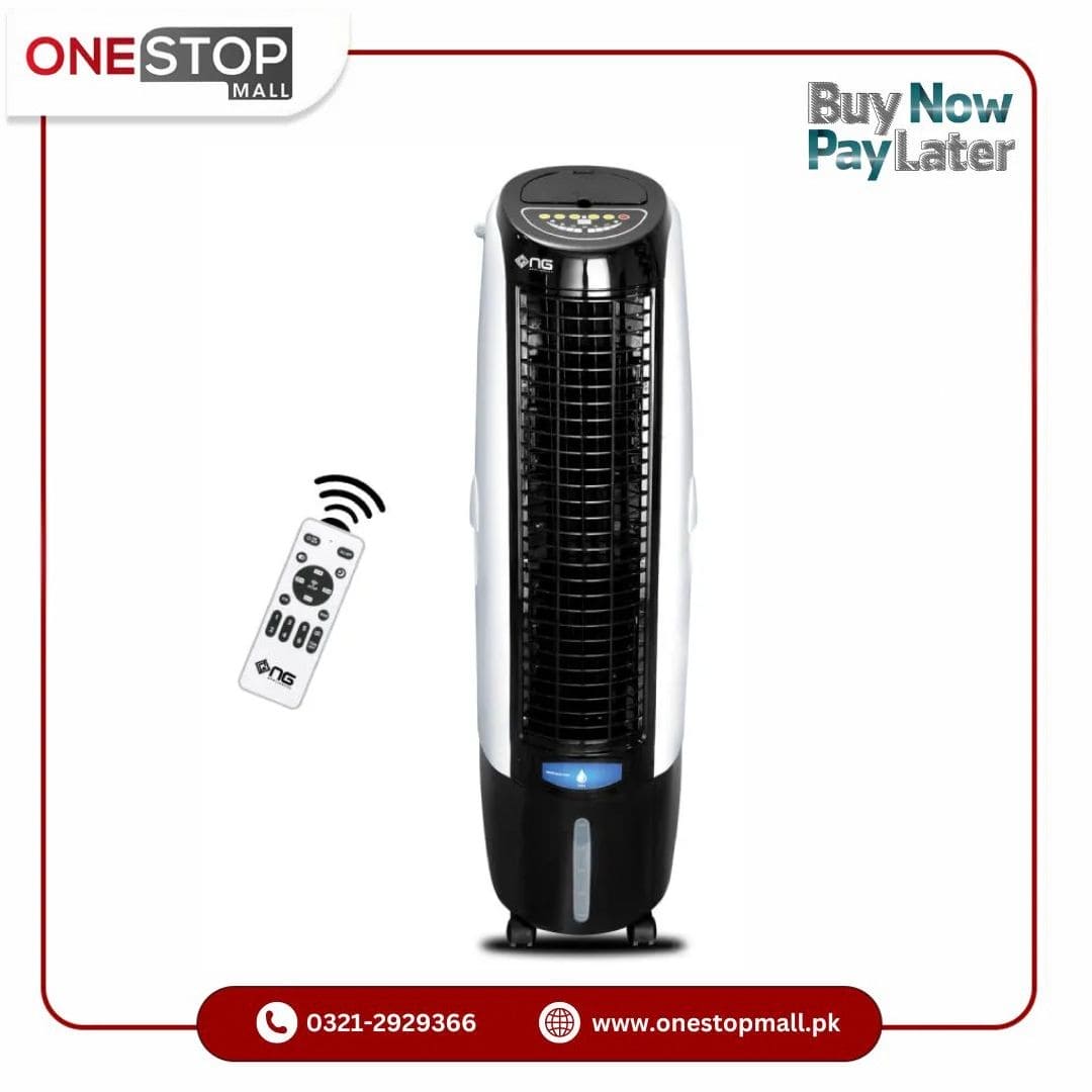 Nasgas Room Air Cooler Tower Model NAC-2300 Unique & Stylish Design Cooling With ice Box Room Temperature Display Dust Proof Special Design Mesh Brand Warranty - Onestopmall.pk