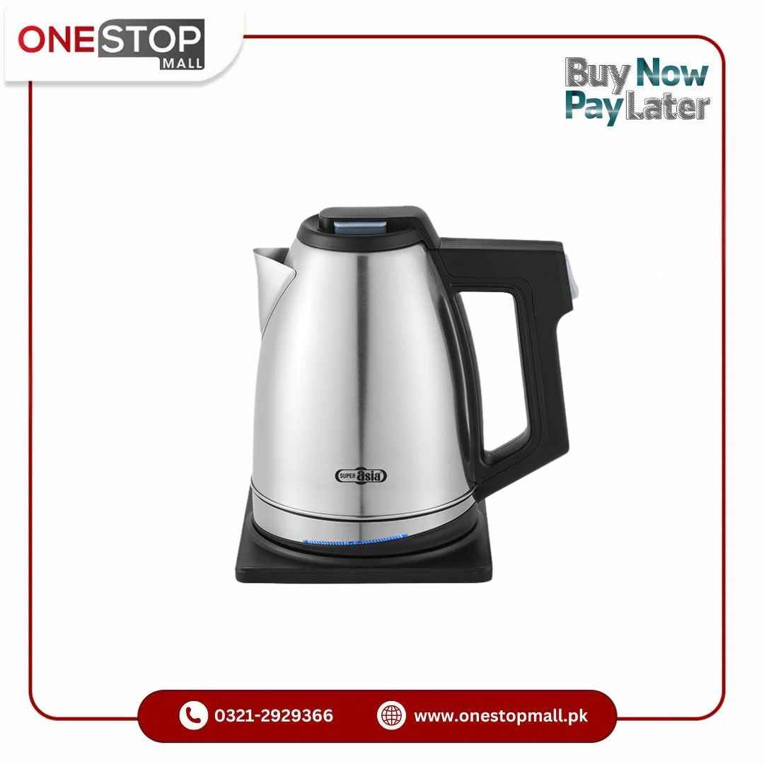 Super Asia Ek-1520 Electric Kettle Stainless Steel Kettle With Blue Indicator Brand Warranty