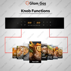 Glam Gas Built in Oven Bake-Up Electric Conventional Heat Hot Air Grilling - Onestopmall.pk