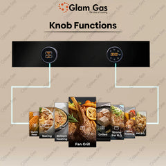Glam Gas Built in Oven Grill House Silver & Black Electric Oven Conventional Heat Hot Air Grilling - Onestopmall.pk
