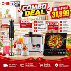 Combo Deal – GNE Stick Blender SB-175 + GNE Juicer Blender Grinder GN-1777/26 + GNE Infrared Cooker GN-132/24