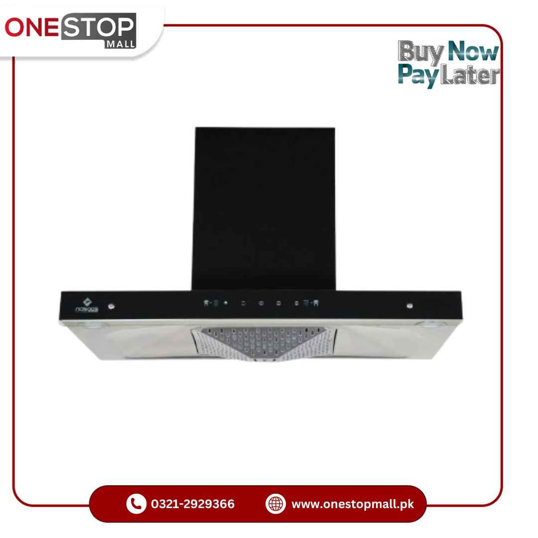 Nasgas Kitchen Hood 35.5 INCH KHD-320 Hand Sensor and Auto Cleaner Front Tempered Glass Chimney 1 Year Brand Warranty