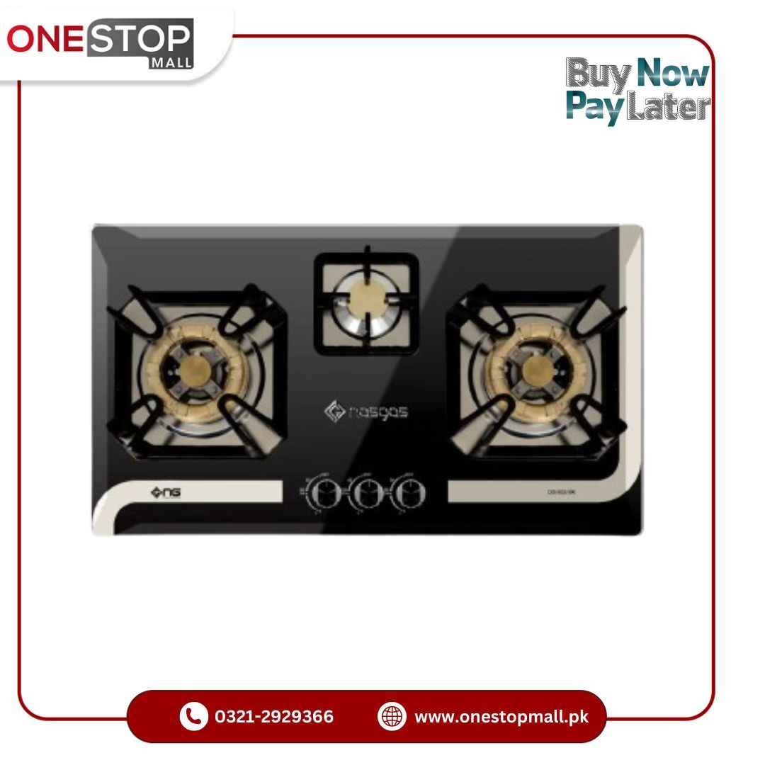 Nasgas Built In Hob DG-933 BK (Steel Top) Heavy gauge double shade steel top 1 Year Brand Warranty