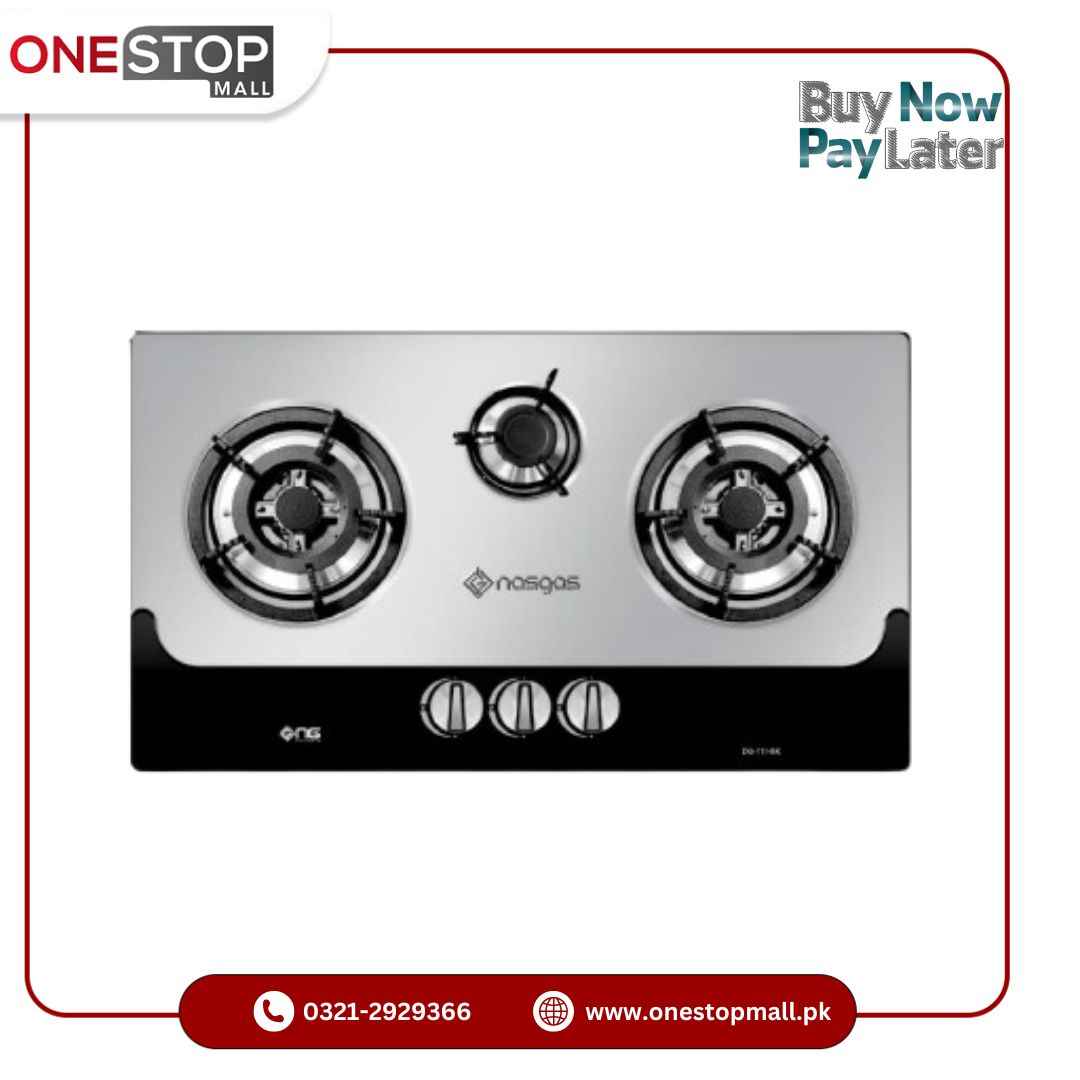 Nasgas Built In Hobs DG-111 BK (Steel Top) Heavy gauge double shade 1 Year Brand Warranty