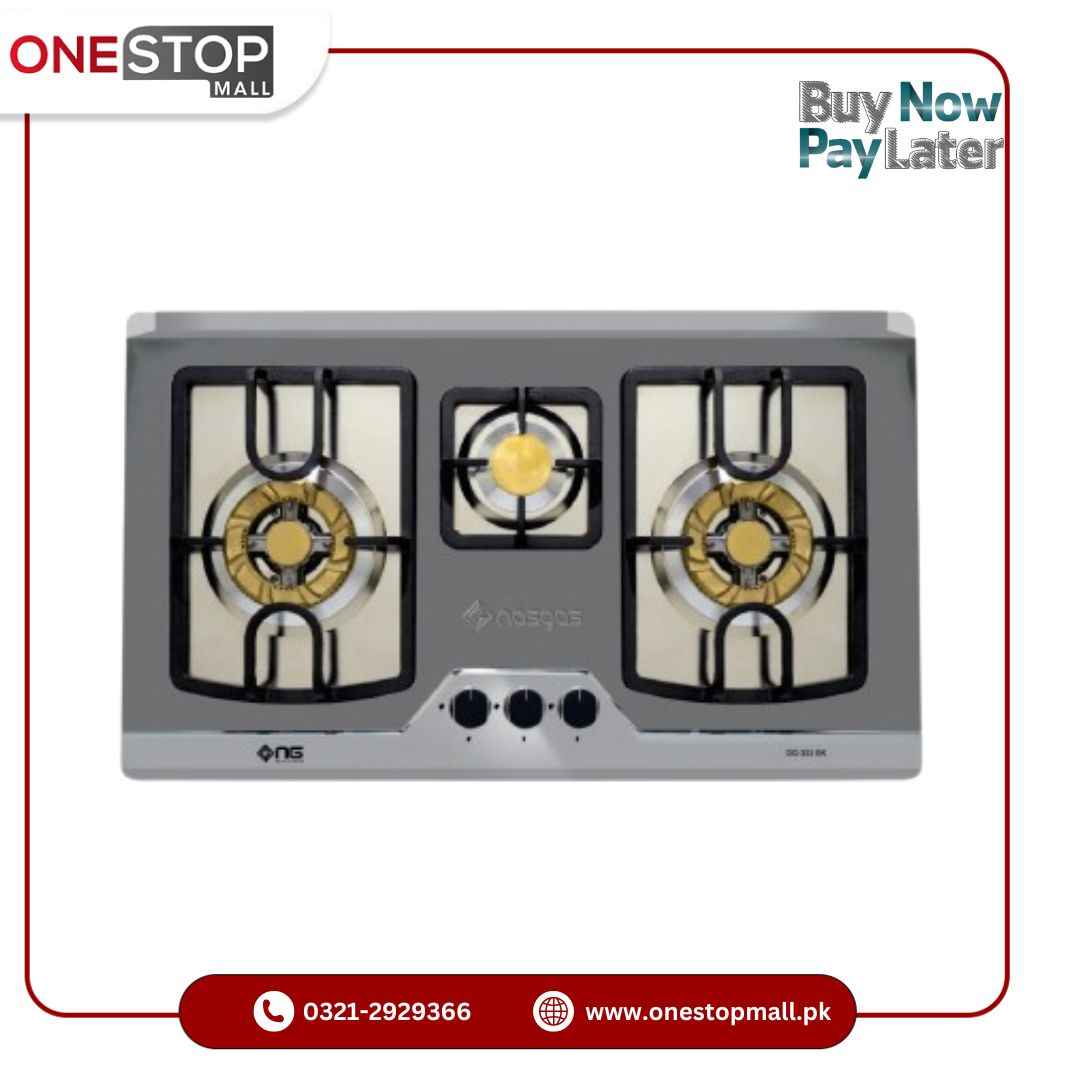 Nasgas Built In Hobs DG-333 BK (Steel Top) Heavy gauge double shade steel top 1 Year Brand Warranty