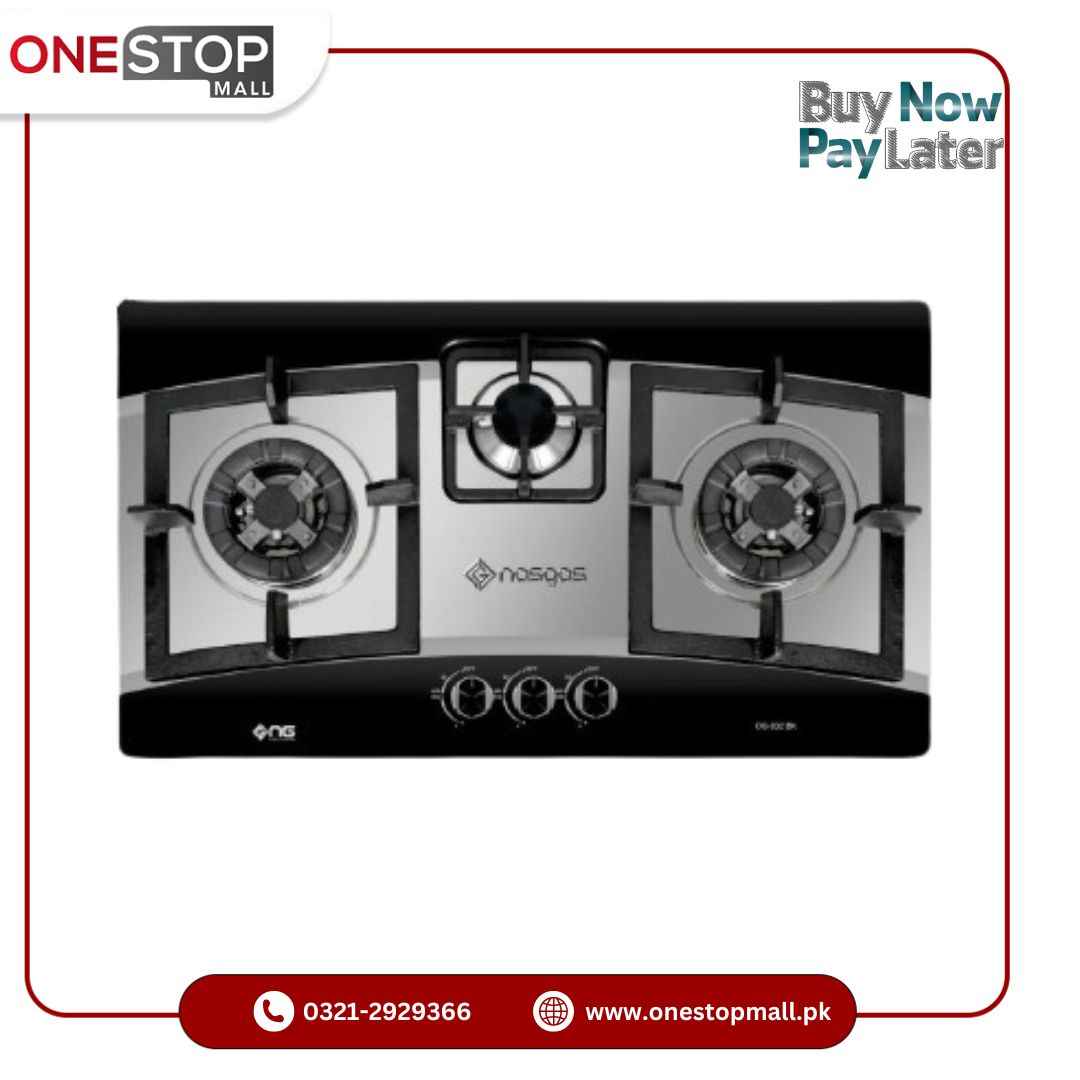 Nasgas Built In Hob DG-932 BK (Steel Top) Heavy gauge double shade steel top 1 Year Brand Warranty