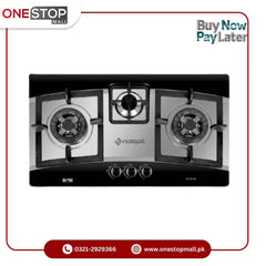 Nasgas Built In Hob DG-932 BK (Steel Top) Heavy gauge double shade steel top 1 Year Brand Warranty