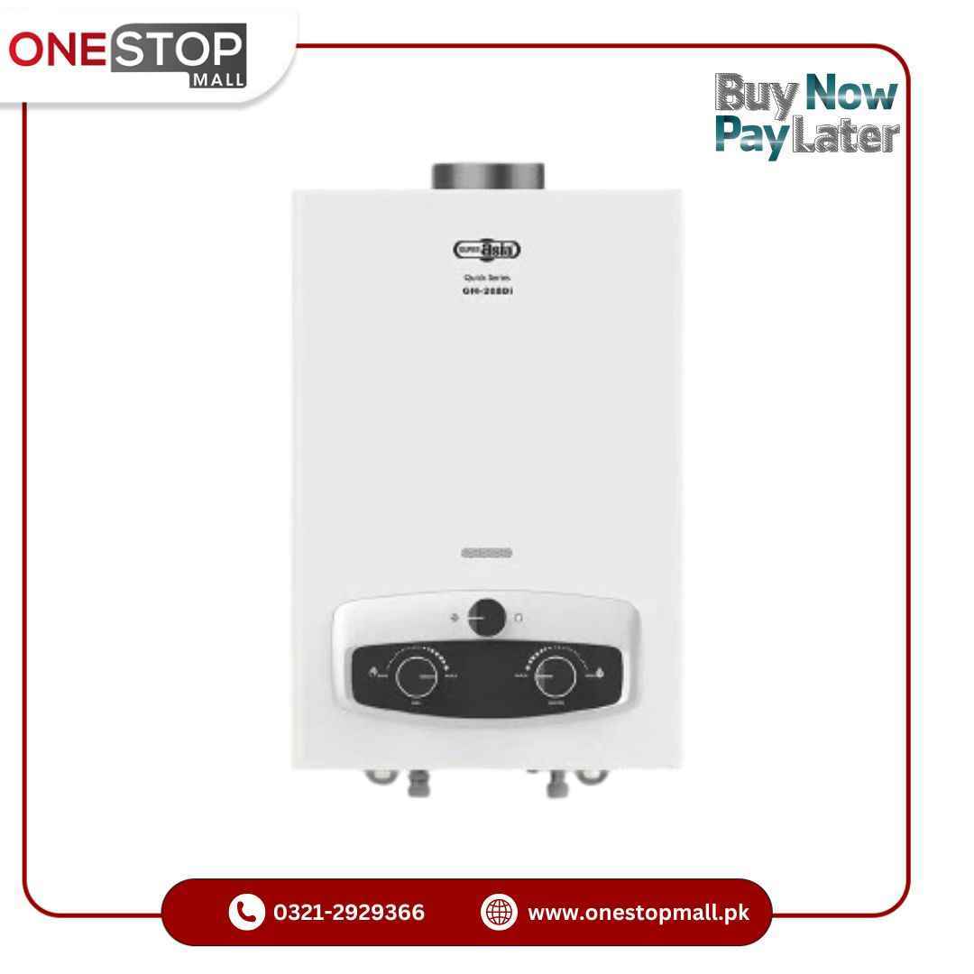 Super Asia Instant Geyser LPG Gas GH-208 DI New Model 08 Litre 3 Knobs For Tempreture & Weather Control LPG Gas Use Only Brand Warranty