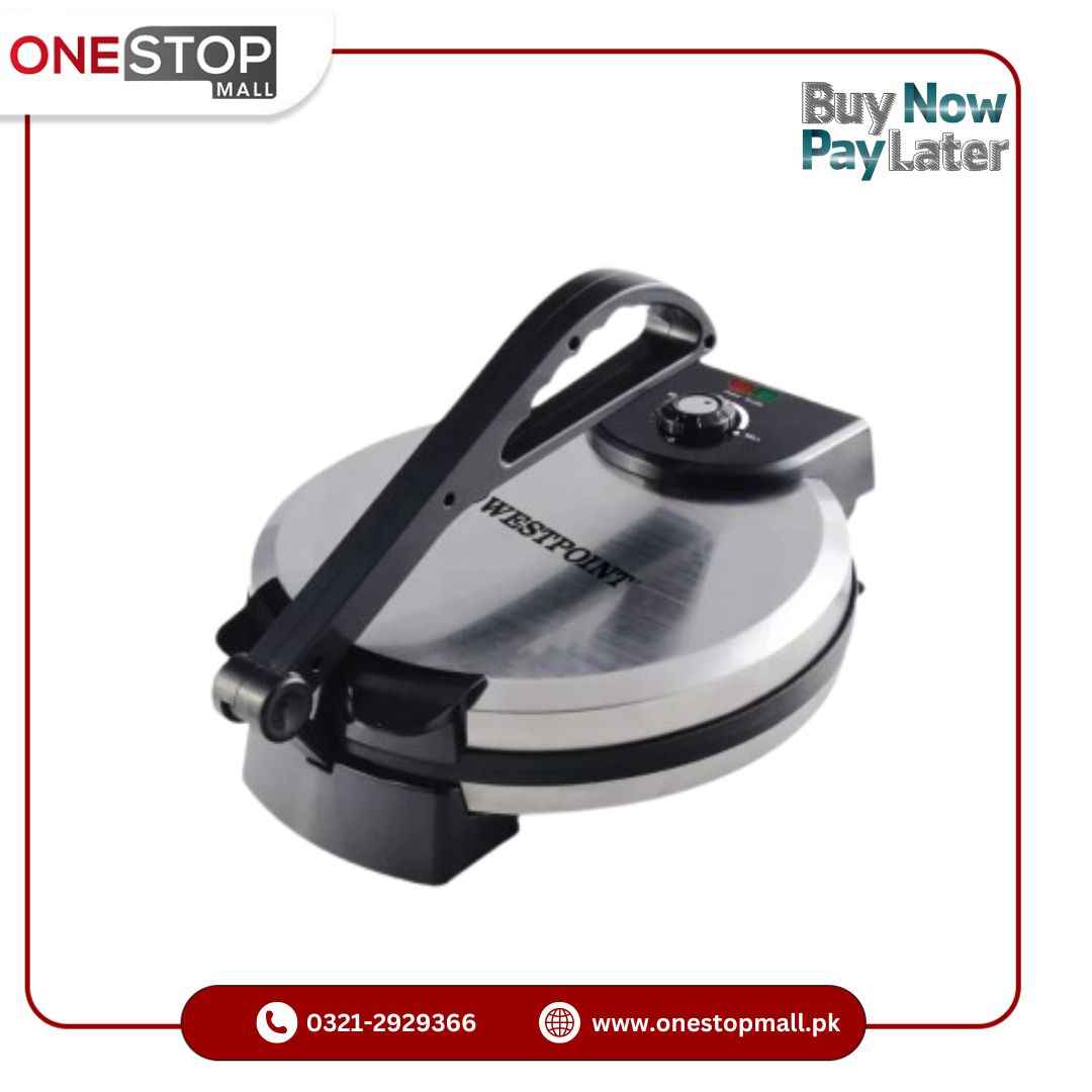 Westpoint Roti Maker WF-6514T Deluxe Roti Maker Non Stick 12 Inch Plate Silver & Black 2 Years Brand Warranty