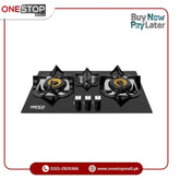 HANCO Hob ( Model 601 ) Brass Burner Gas Type NG/LPG Tempered Glass Auto Ignition Stove Latest Model