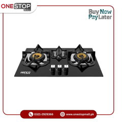 HANCO Hob ( Model 601 ) Brass Burner Gas Type NG/LPG Tempered Glass Auto Ignition Stove Latest Model