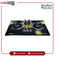 Hanco Built in Hob (Model 410) - Brass Burner - Tempered Glass - Auto Ignition Stove 1 Year Brand Warranty