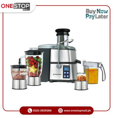 Westpoint Professional Kitchen Chef WF-1846 Juice Extractor with Large Feed Tube for Whole Apple (4 in 1) Glass Blender - Onestopmall.pk