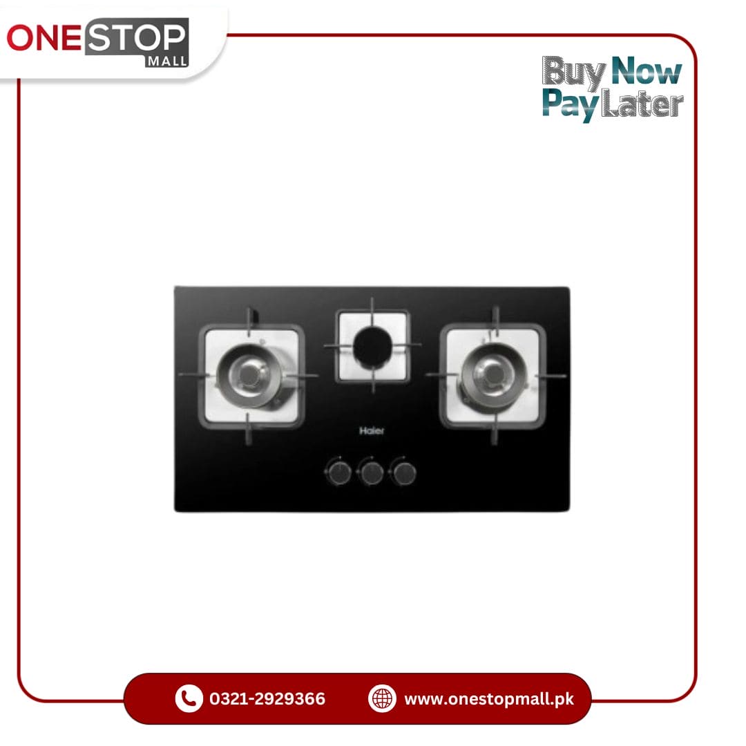 Haier Built-in Hob HCC-632DGG Glass Auto Ignition 3 Brass Burners Powerful Flame Brand Warranty - Onestopmall.pk