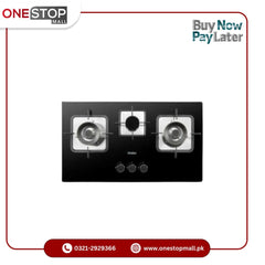 Haier Built-in Hob HCC-632DGG Glass Auto Ignition 3 Brass Burners Powerful Flame Brand Warranty - Onestopmall.pk