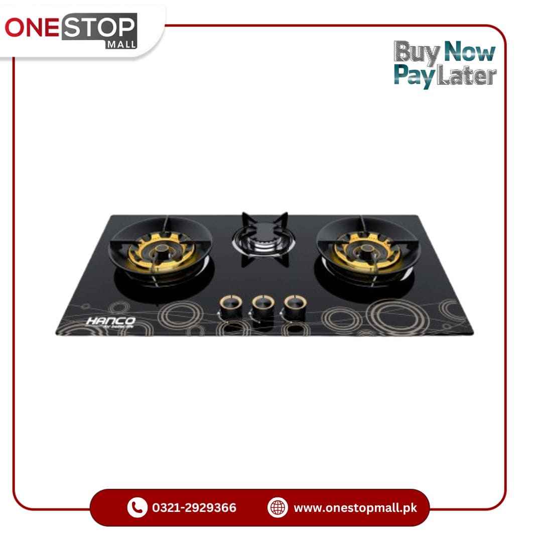 HANCO Hob (Model 409) Brass Burner Tempered Glass Auto Ignition Stove Latest Model