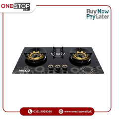 HANCO Hob (Model 409) Brass Burner Tempered Glass Auto Ignition Stove Latest Model