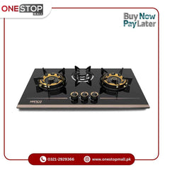Hanco Built in Hob Model 402 - Brass Burner - Tempered Glass - Auto Ignition Stove 1 Year Brand Warranty