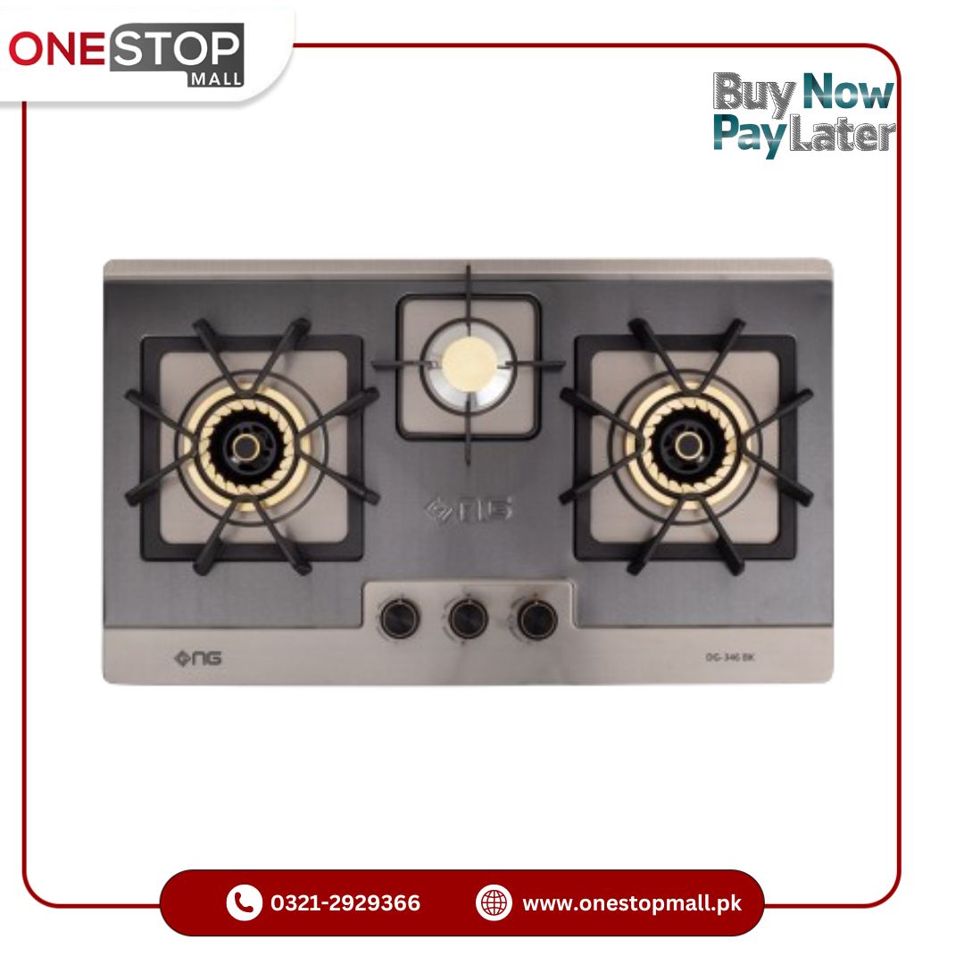 Nasgas Built In Hob DG-346 BK Double shade non magnet steel top Auto Ignition - Onestopmall.pk