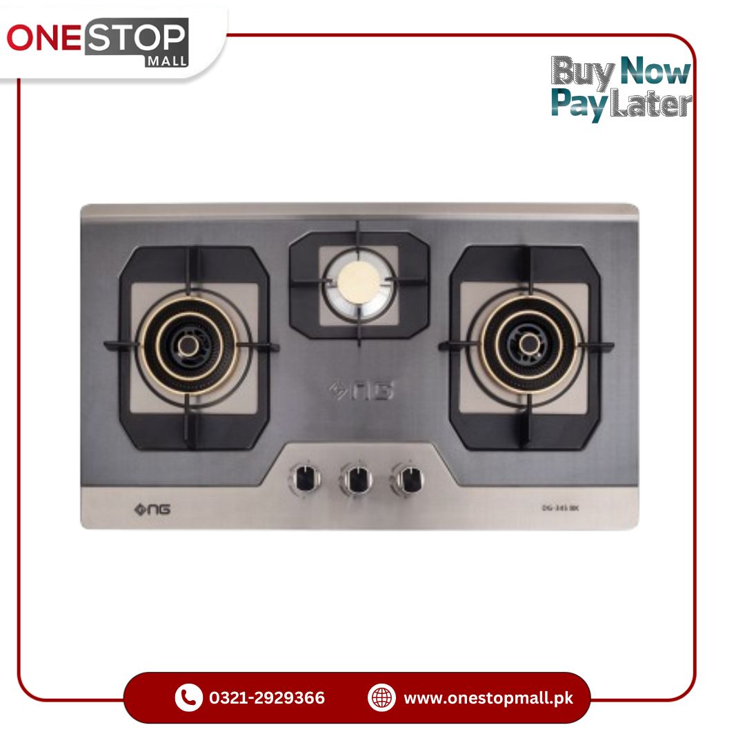 Nasgas Built In Hob DG-345 BK Double Shade Non Magnet Steel Top Auto Ignition - Onestopmall.pk