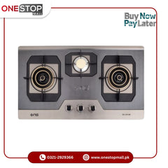 Nasgas Built In Hob DG-345 BK Double Shade Non Magnet Steel Top Auto Ignition - Onestopmall.pk