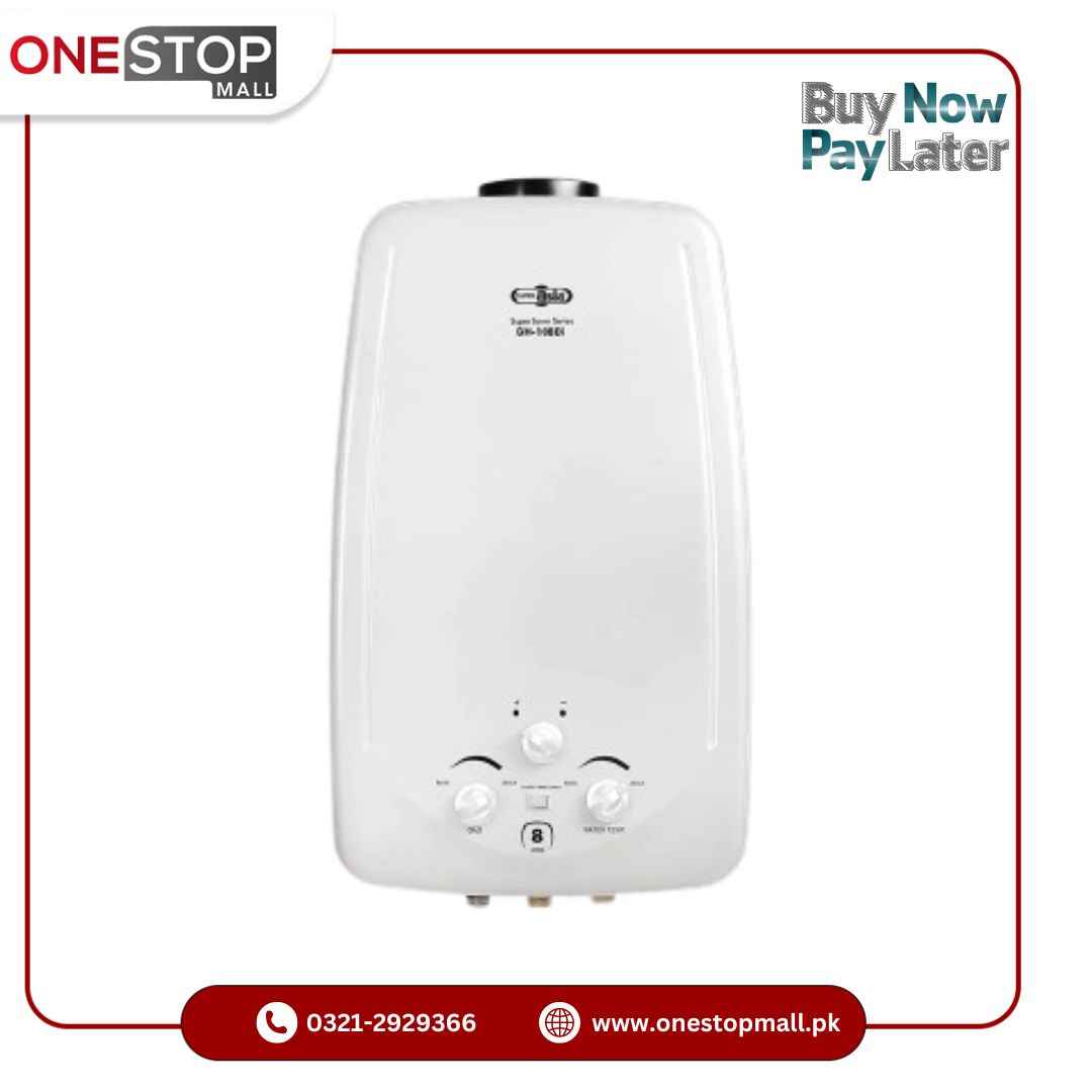 Super Asia Instant Gas Water Heater GH-108 Di Super Saver Series Dual ignition Natural Gas Use 1 Year Brand Warranty
