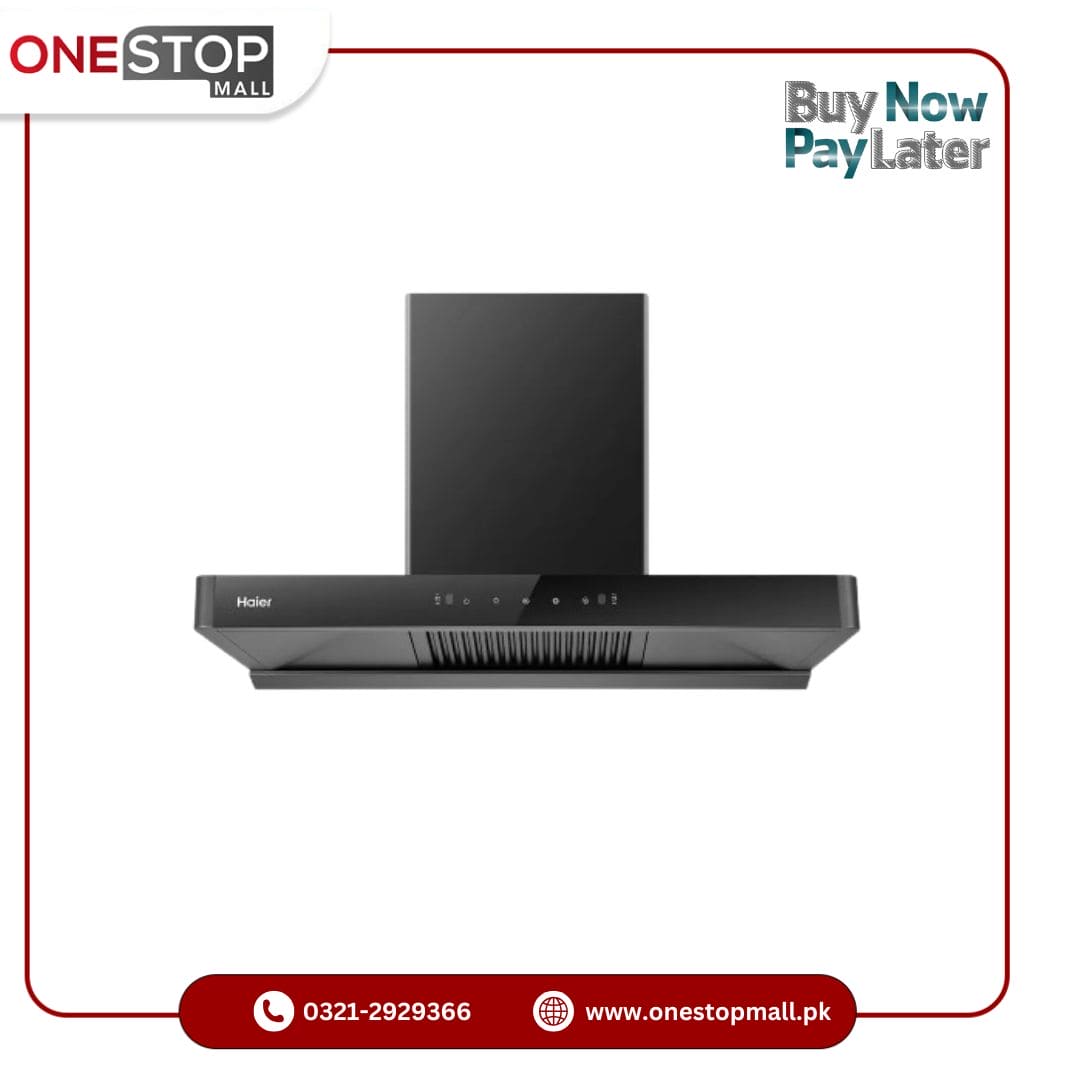 Haier Hood HCH-9003T Black 200 Watts Auto Cleaning Motion Sensor 35 Inches Wide With Brand Warranty - Onestopmall.pk