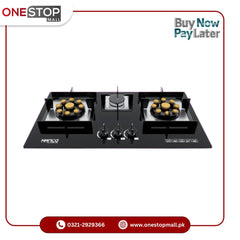HANCO Hob ( Model 607 ) New Generation Brass Burner Gas Type NG/LPG Tempered Glass Black Auto Ignition Stove Latest Model - Onestopmall.pk