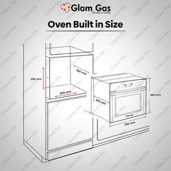 Glam Gas Built in Oven Bake-Up Electric Conventional Heat Hot Air Grilling - Onestopmall.pk