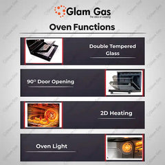 Glam Gas Built in Oven A68-SF3 – 88L Large Capacity Oven advanced features for seamless cooking - Onestopmall.pk