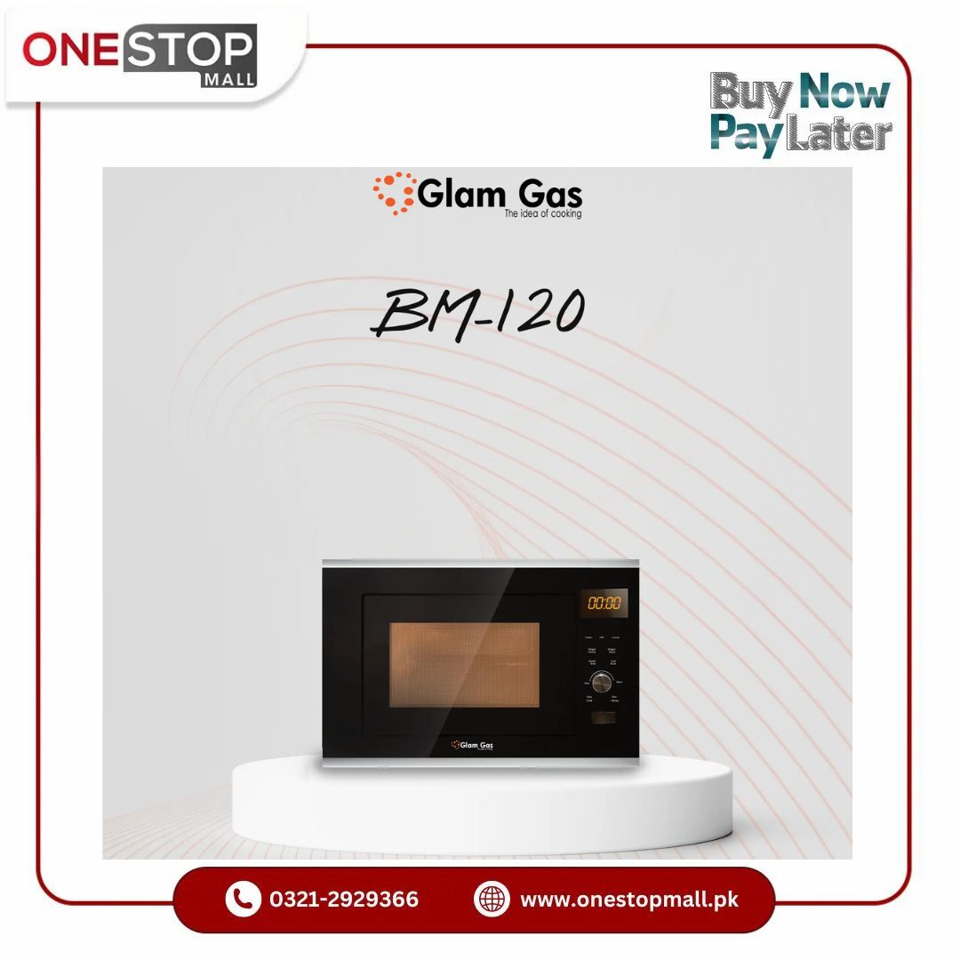 Glam Gas Microwave Oven BM-120 20L Capacity For Versatile Cooking Options Touch Panel For Easy Operation Brand Warranty - Onestopmall.pk