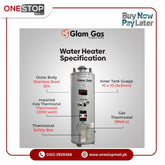 Glam Gas 30 Gallon Electric + Gas (10 X 10) Hybrid Storage Geyser Imported Italy Element Brand warranty - Onestopmall.pk