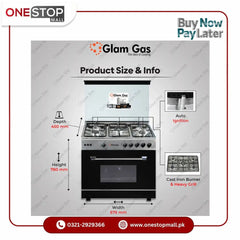 Glam Gas Cooking Range (Gas) Griller’S 34 Top Stainless Steel Auto Ignition System (Natural Gas & LPG) Brand Warranty - Onestopmall.pk