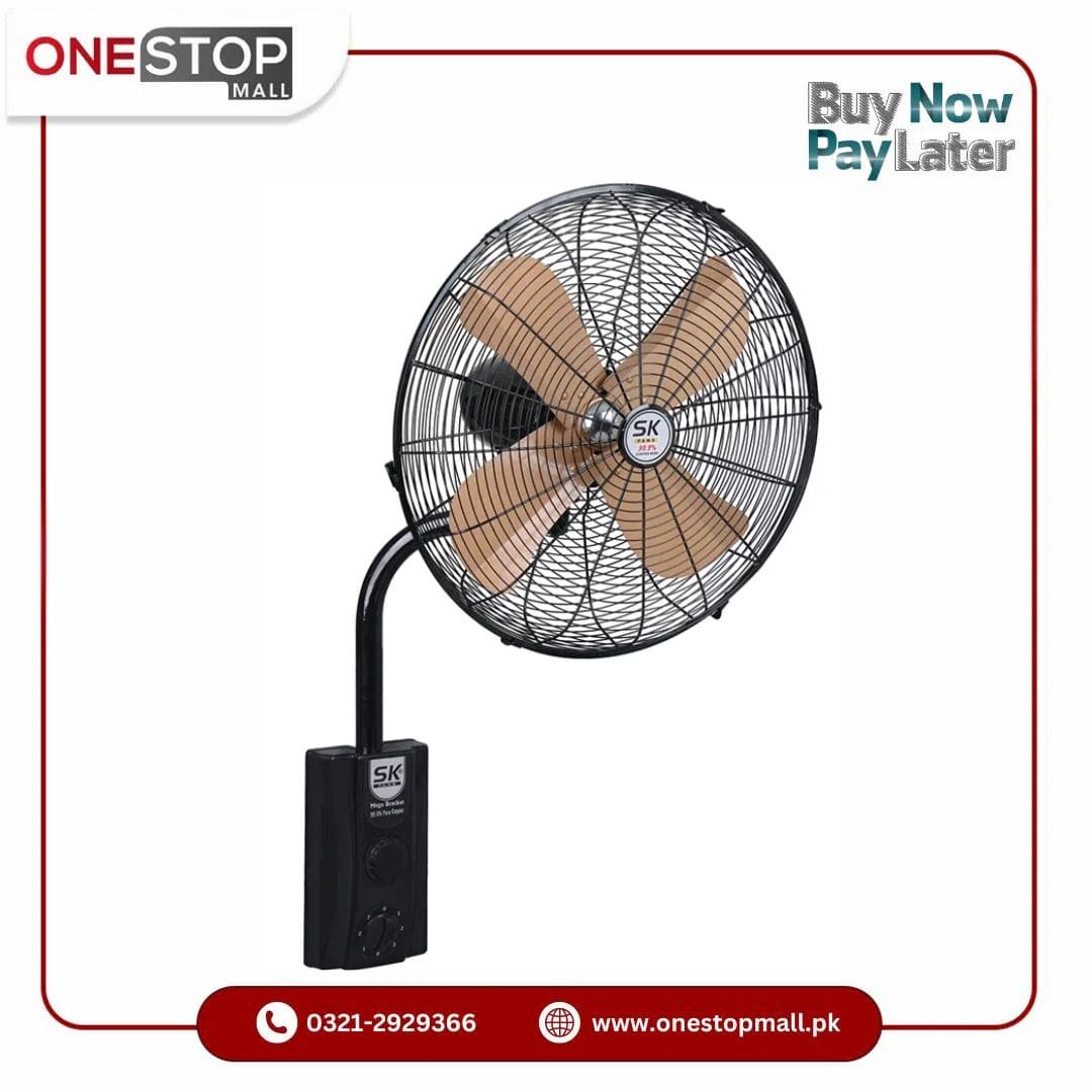 SK Mega Bracket Fan 27 iNCH Heavy Duty Motor Long Lasting Motor With Panel Box Brand Warranty - Onestopmall.pk