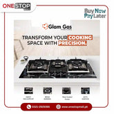Glam Gas Built In Hob (Model-Greynite) Auto Ignition System (Natural Gas & LPG) Brand Warranty - Onestopmall.pk