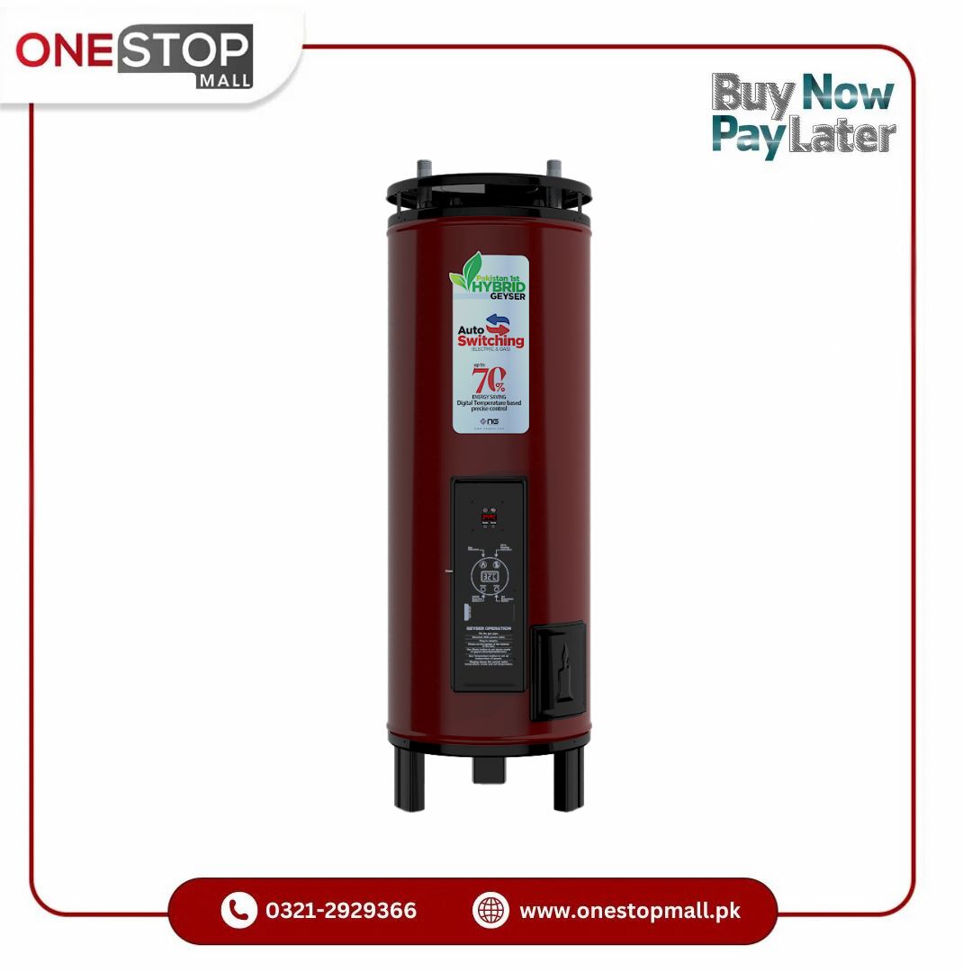 Nasgas Geyser NWH-100 Hybrid Mode Automatic Switching between Gas & Electricity Auto Ignition System Brand Warranty - Onestopmall.pk