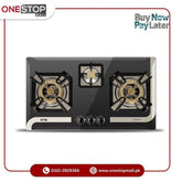 Nasgas Built In Hob DG-933 BK (Steel Top) Heavy gauge double shade steel top 1 Year Brand Warranty