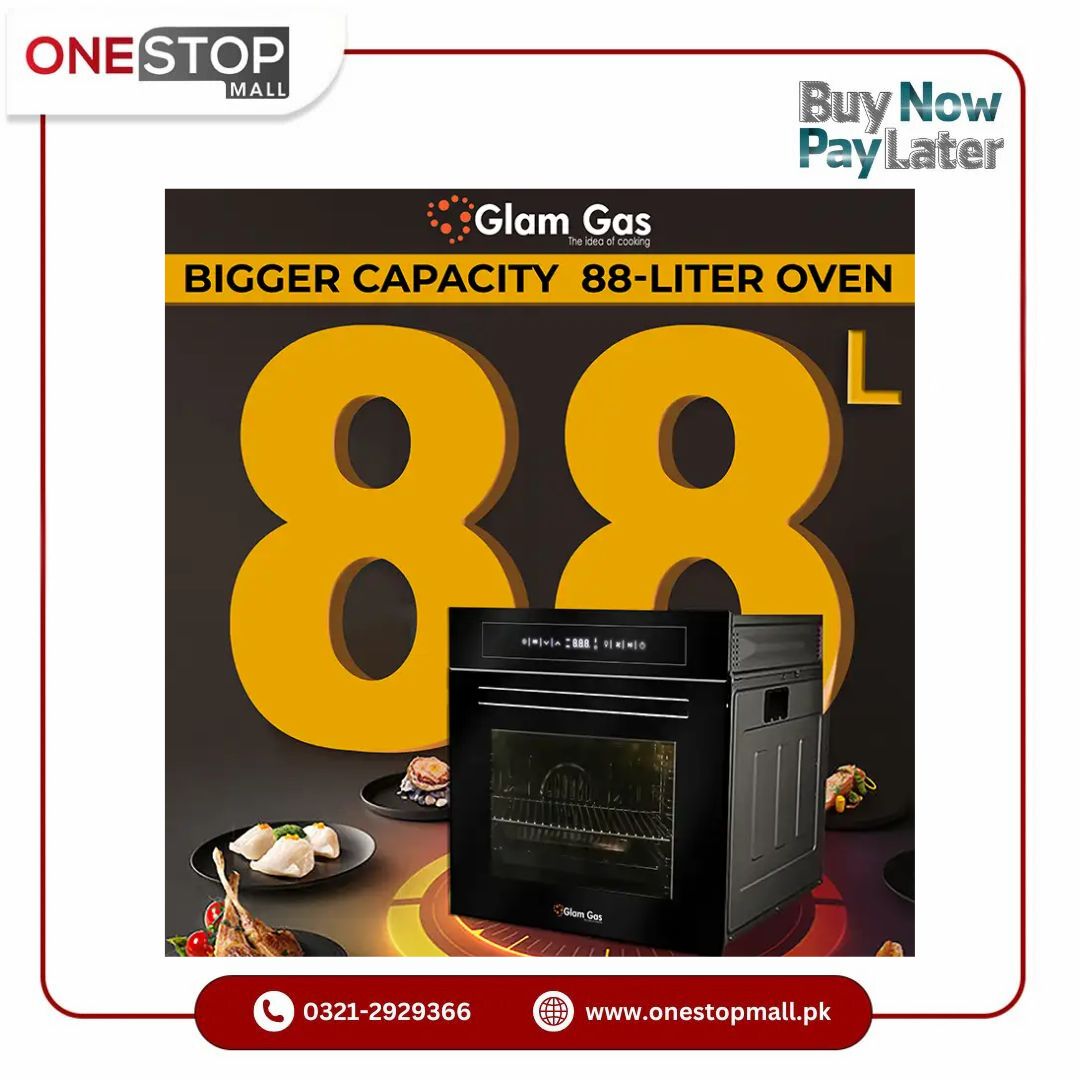 Glam Gas Built in Oven A68-SF3 – 88L Large Capacity Oven advanced features for seamless cooking - Onestopmall.pk