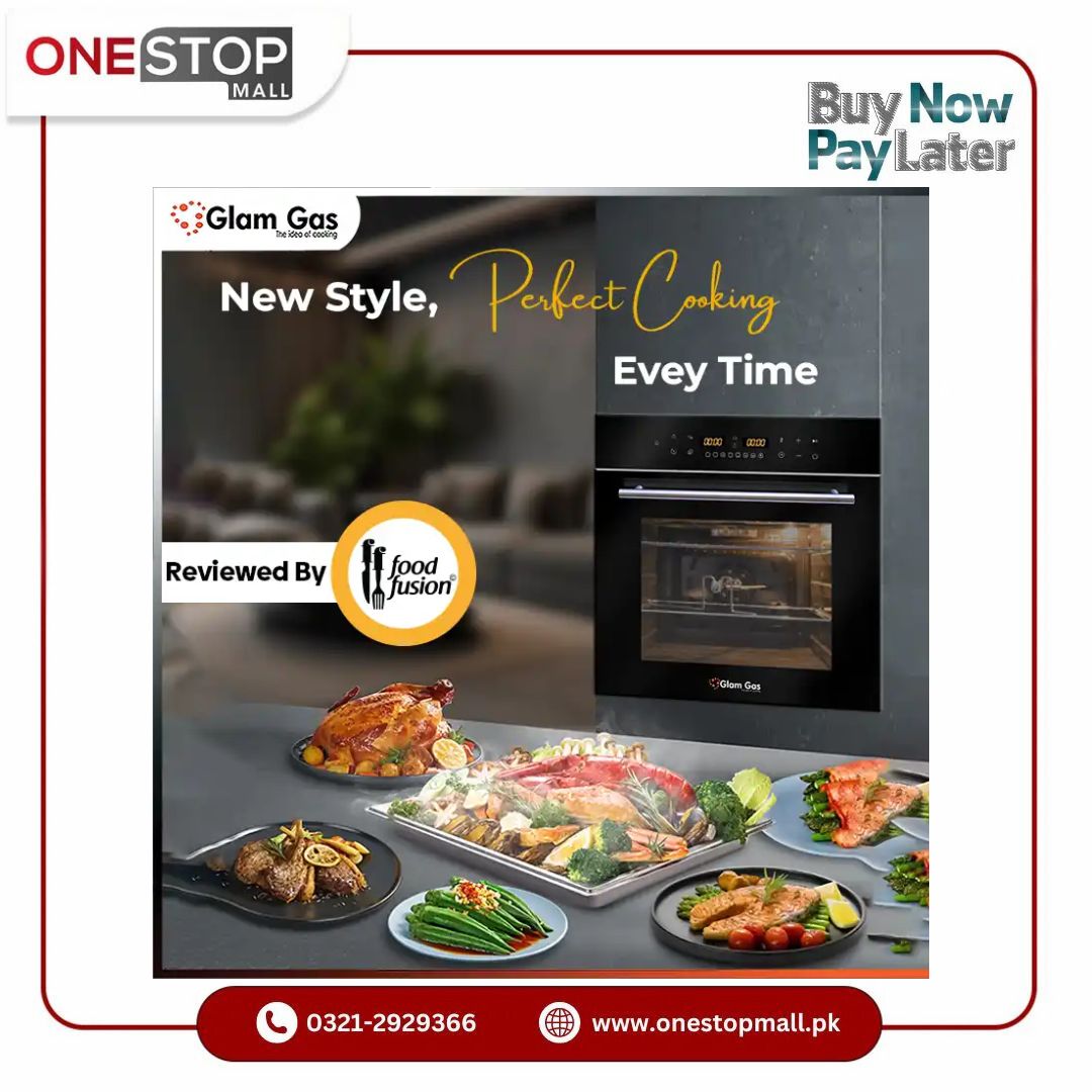 Glam Gas Built in Oven Bake-Up Electric Conventional Heat Hot Air Grilling - Onestopmall.pk